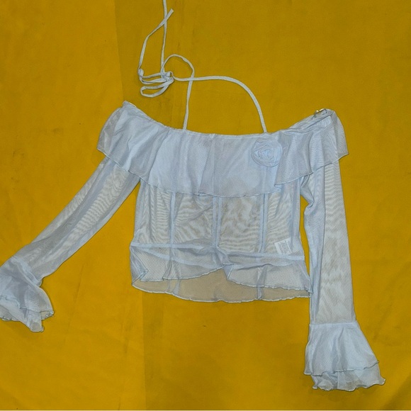 19cooper mesh off the shoulder blouse - Picture 2 of 7